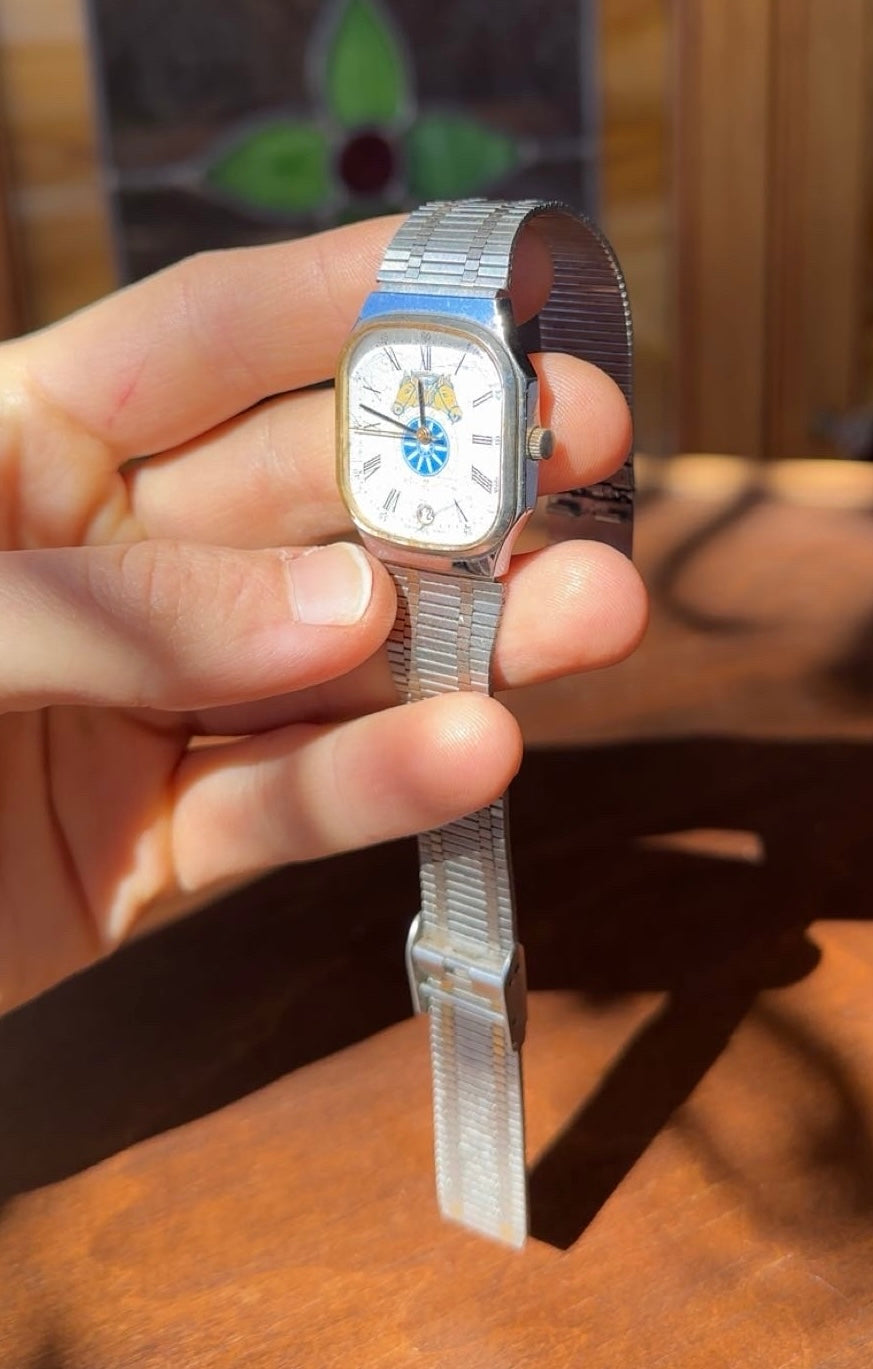 Vintage Teamster's Rectangular Watch, Custom Swiss-made Timepiece, Collectible Item
