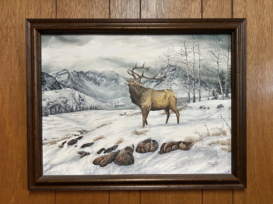 Rocky Mountain Winter Elk Painting - Realistic Fine Art Wall Decor by John Banovich