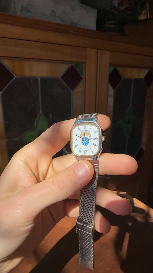 Vintage Teamster's Rectangular Watch, Custom Swiss-made Timepiece, Collectible Item